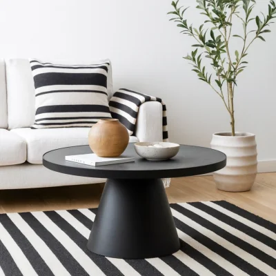 The Range Hamburg Round Ceramic Coffee Table 65 Matt Top - Black