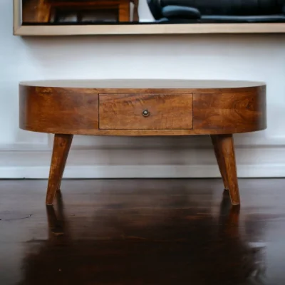 The Range Solid Wood Chestnut Rounded Coffee Table - Brown