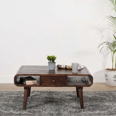 The Range Franklin Dark Mango Wood Coffee Table with Drawer - Brown