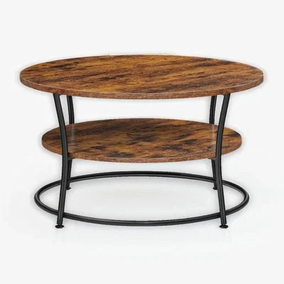 The Range Round Coffee Table with 2 Tiers - Brown