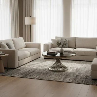 The Range Anzio Coffee Table with Silver Base - Black