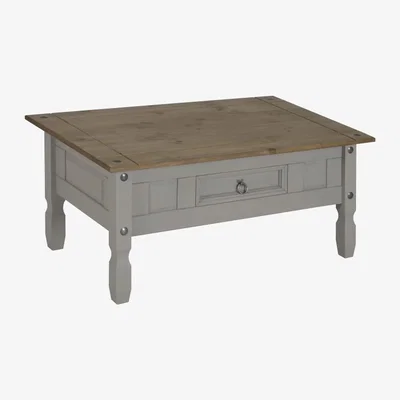 The Range Mercers Furniture Corona Coffee Table with 1 Drawer - Distressed Grey Wax