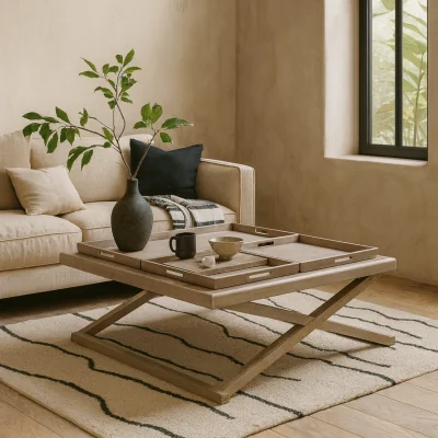 The Range Arezzo Aged Cross Frame Tray Coffee Table - Grey