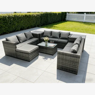 The Range Rattan Corner Sofa Set Coffee Table Lounge 10 Seater