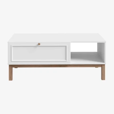 The Range Wensley 1 Drawer Coffee Table in Light Grey and Oak - Light Grey & Oak