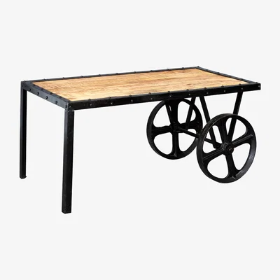 The Range Upcycled Industrial Cart Coffee Table - Light Wood