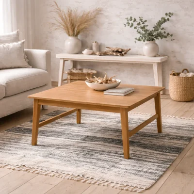 The Range Meadowrest Square Coffee Table Natural Matt lacquered Finish - Natural
