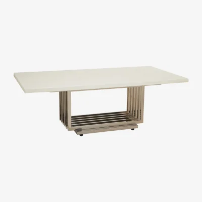 The Range Moda White Faux Marble Coffee Table With Silver Finish Frame - Silver
