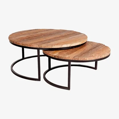 The Range Set of 2 Coffee Tables Railway Sleeper Wood - Wood