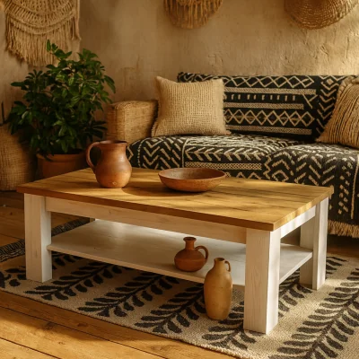 The Range Tipsyfern Rectangular Coffee Table Top with Natural - White
