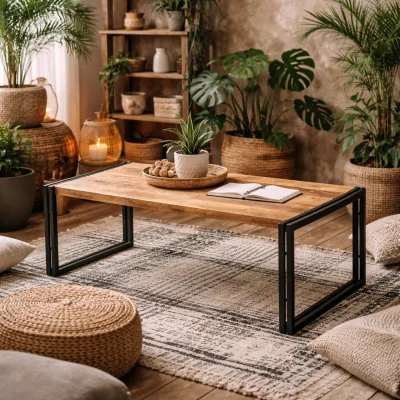 The Range Toivakka Reclaimed Wood Coffee Table with Iron Edging - Brown