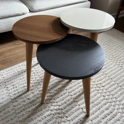 The Range Torino 3-Piece Glossy Modern Coffee Table Set - Multi