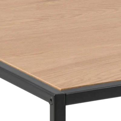 The Range El Paso Rectangular Coffee Table - Black Metal Frame, Wild Oak-Effect Melamine Top - Natural