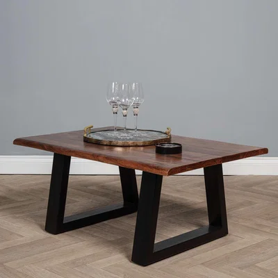 The Range Solid Mango Wooden Live Edge Coffee Table Dark Oak - Dark Oak Finish