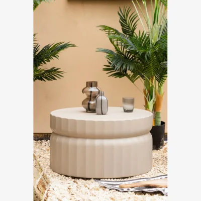 Rockett St George Ribbed Edge Round Coffee Table In Ivory