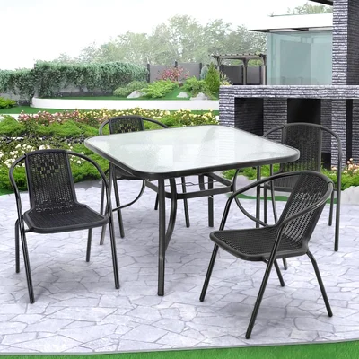 The Range Metal Coffee Table With Umbrella Hole - Black / Square
