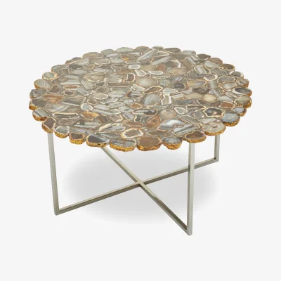 The Range Rabia Agate Coffee Table With Cross Base - Silver