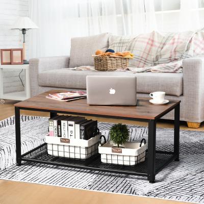 The Range Coffee End Table with Storage Shelf - Brown