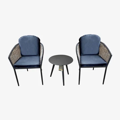 The Range Bolingbroke 2 Seat Aluminium Brown Wicker Coffee Table Set - Dark Grey