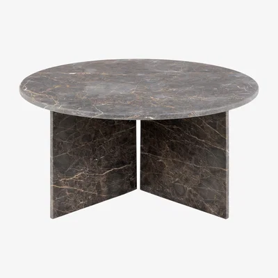 The Range Vega Round Coffee Table with Marron Marble Top 90cm - Marron Marble
