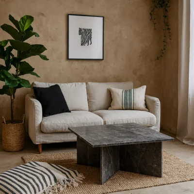 The Range Singapore Marron Turkish Marble Square Coffee Table - Brown