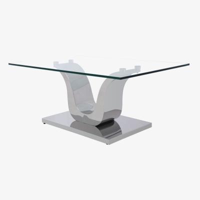 The Range Alexandria Glass and Chrome Coffee Table for Living Room - Silver