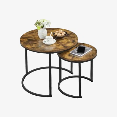 The Range Set Of 2 Round Nesting Tables - Brown