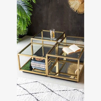 Rockett St George Gold Glass Modular Coffee Table