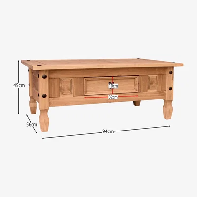 The Range Corona 1 Drawer Coffee Table - Pine