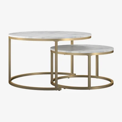 The Range Amelia Nesting Coffee Table White Marble - White