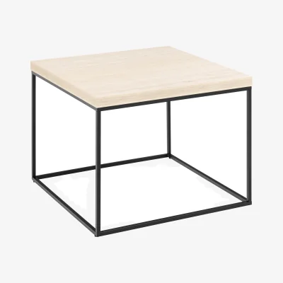 The Range Barossa Coffee Table with Travertine Rough Paper Top & Black Powder Steel Base 60cm - Travertine