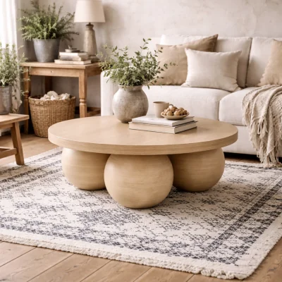 The Range Templemore Round Concrete Coffee Table round high - Cream