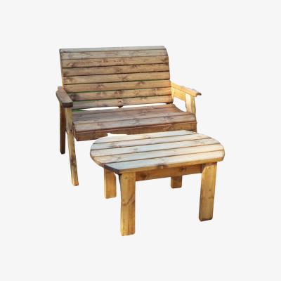 The Range Handmade 2 Seater Bench With Coffee Table - Brown