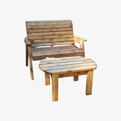 The Range Handmade 2 Seater Bench With Coffee Table - Brown