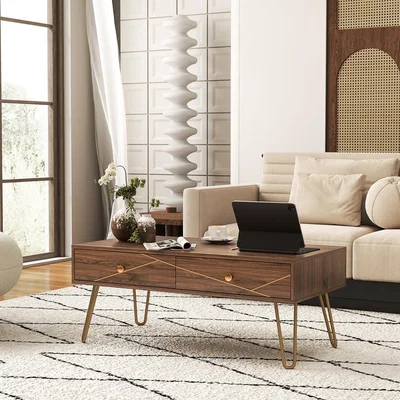 The Range HOMCOM Coffee Table with Storage for Living Room - Brown