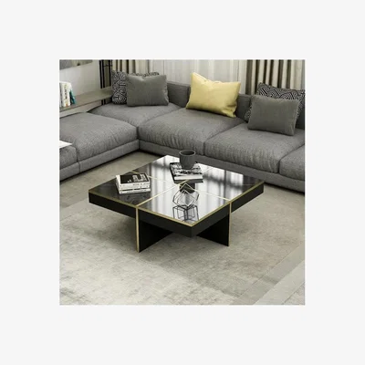The Range Diamond Black Marble Look Coffee Table - Black & Gold