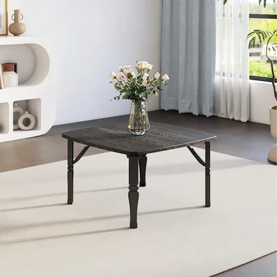 The Range Square Foldable Coffee Table with Wood Grain Finish - Black / 4.6kg