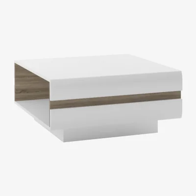 The Range Chelsea Living Small Designer Coffee Table in White with a Truffle Oak Trim - White & Truffle Oak