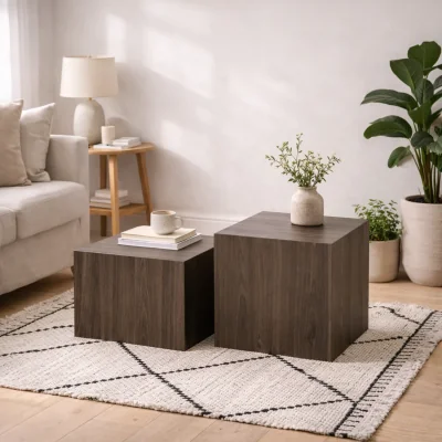 The Range Munkebo Dark Square Coffee Table Set of 2 - Brown