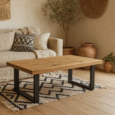The Range Wyld Haus Berrytwist Coffee Table - Oak-Look Top, Black Legs - Natural