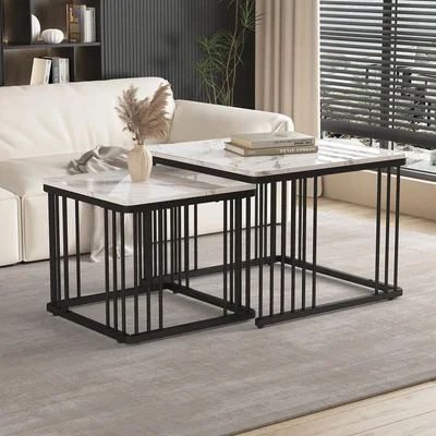 The Range Coffee Table with Drawer and Metal Frame - White