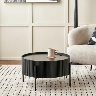 The Range Henderson Wood and Metal Storage Coffee Table - Black