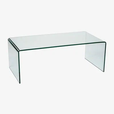 The Range Nova Curved Clear Glass Coffee Table for Living Room - Transparent