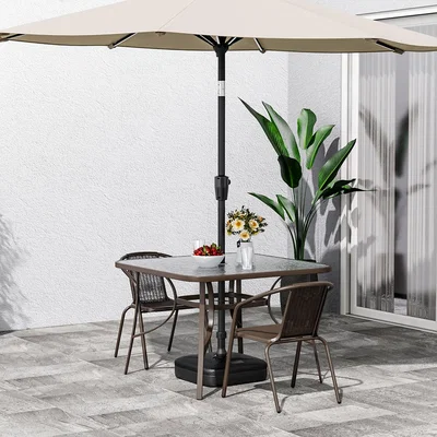 The Range Metal Coffee Table with Chairs Bistro Set - Brown / Square