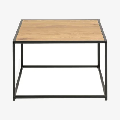 The Range El Paso Coffee Table - Wild Oak Effect Top, Black Metal Base - Natural