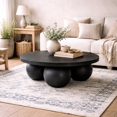 The Range Templemore Round Concrete Coffee Table Matt - Black