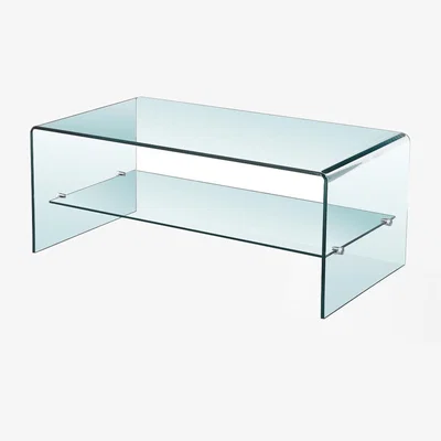 The Range Luna Clear Glass Coffee Table with Shelf - Transparent