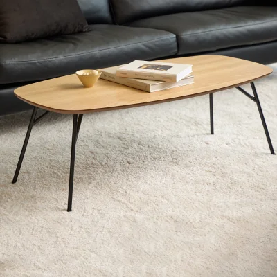 The Range Caracas Rectangular Coffee Table in Oak and Matt Black - Oak & Black