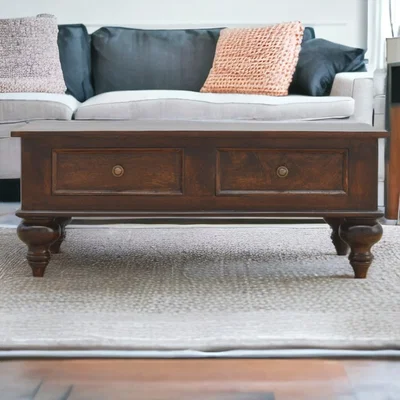 The Range Solid Wood Coffee Table with Hand Turned Feet