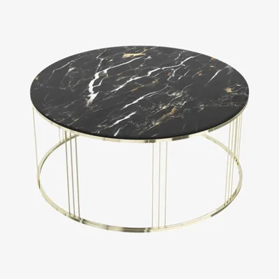 The Range Ruum Notte Black Marble Top Round Coffee Table - Ruumstore - Black Marble
